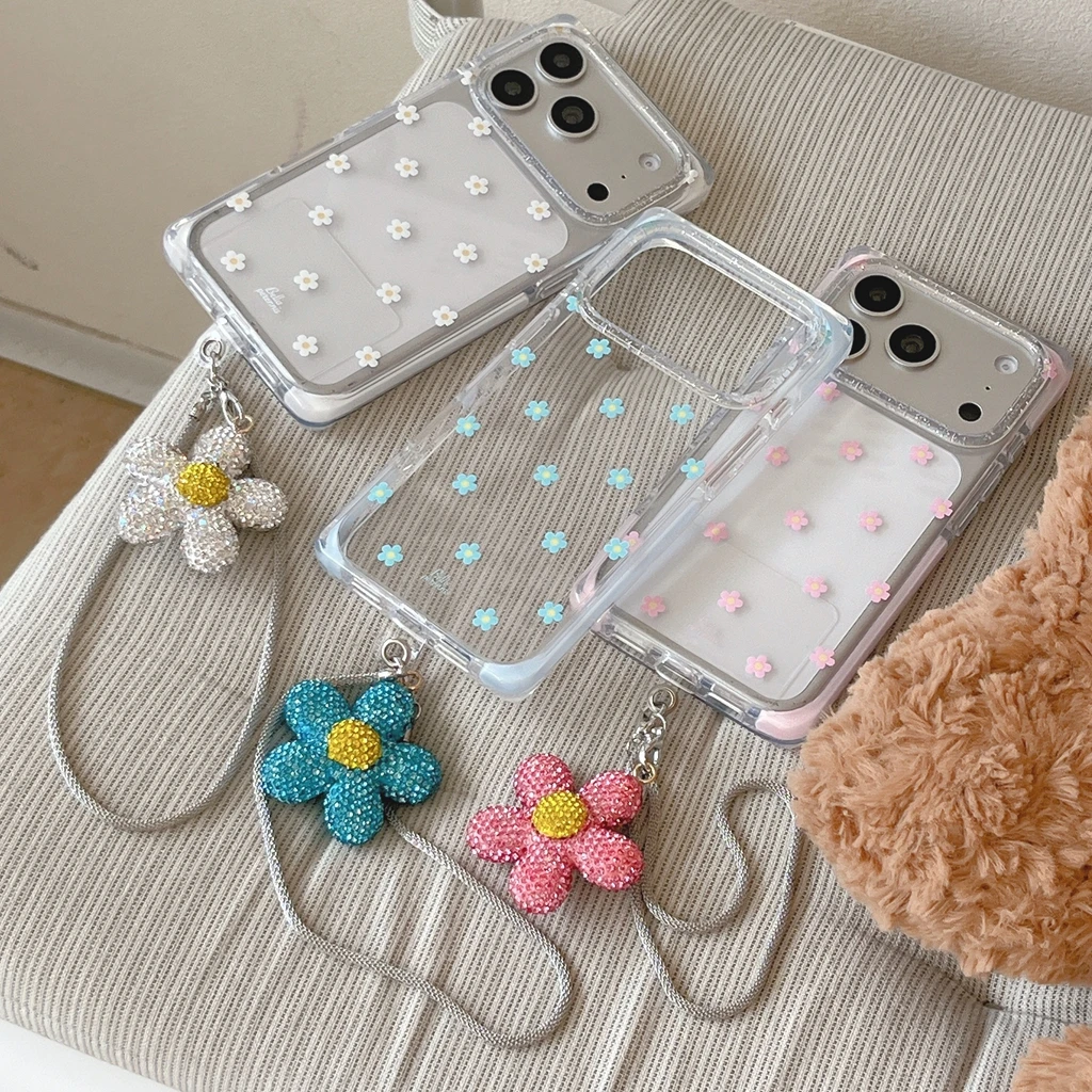 Vibrant All-over Little Flower Clear With Rhinestone Pendant Lanyard Rectangle Phone Cover Case for iPhone 17 16 15 Pro Max
Vibrant All-over Little Flower Clear With Rhinestone Pendant Lanyard Rectangle Phone Cover Case for iPhone 17 16 15 Pro Max