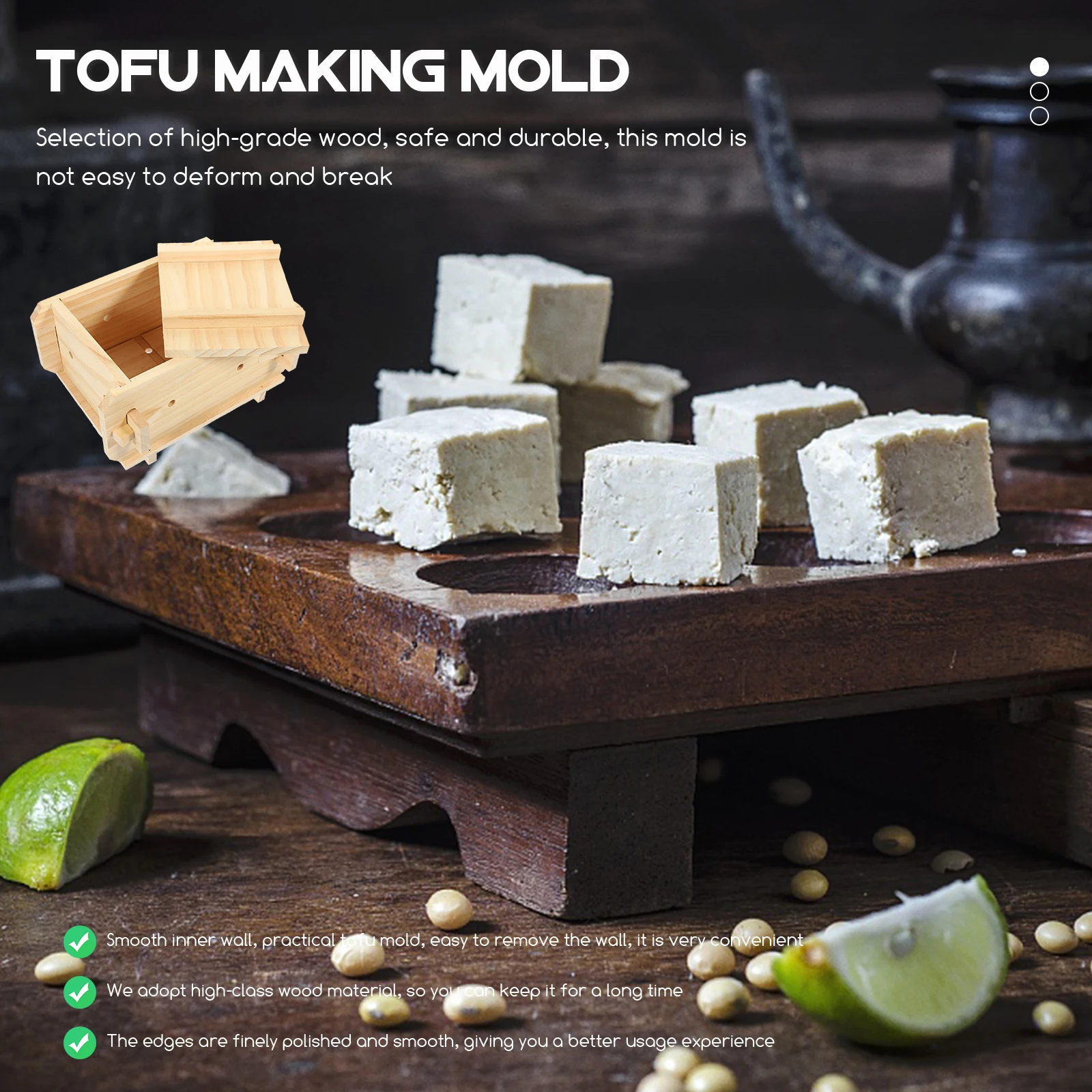 Wooden Tofu Mold Deform-resistant Compact Practical Molds for Homemade Tofu Maker Tools Baking Pan Kitchen Bar Supplies
Wooden Tofu Mold Deform-resistant Compact Practical Molds for Homemade Tofu Maker Tools Baking Pan Kitchen Bar Supplies