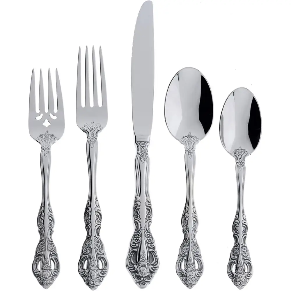 20-Piece Stainless Steel Flatware Set, Service for 4, 18/10 Grade, Mirror Finish, Dishwasher Safe
20-Piece Stainless Steel Flatware Set, Service for 4, 18/10 Grade, Mirror Finish, Dishwasher Safe