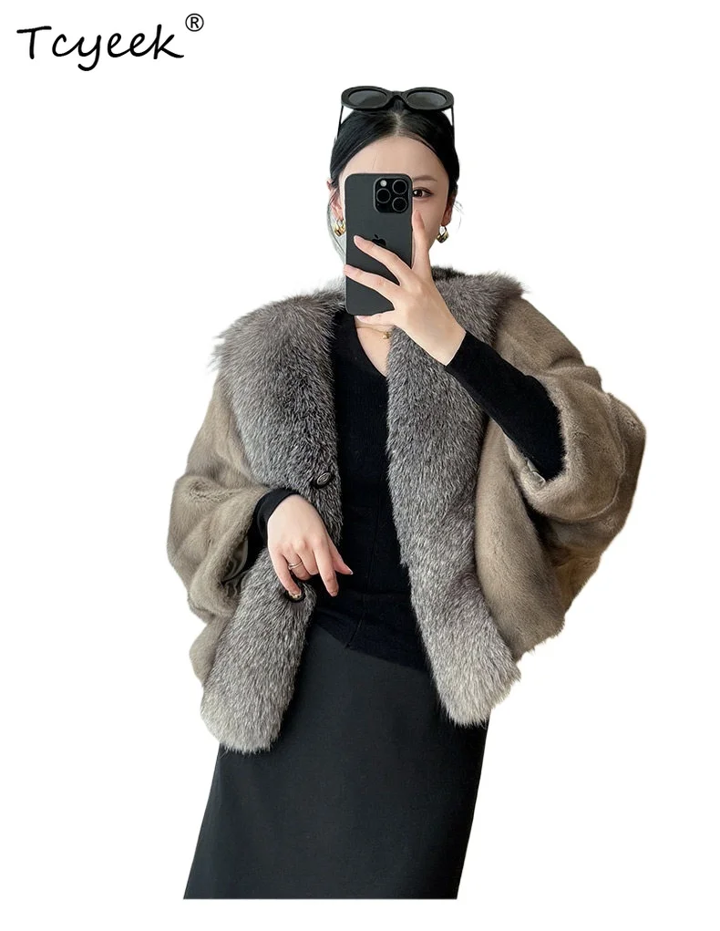 Tcyeek Natural Whole Mink Fur Coat Women Fox Fur Collar Winter Clothes Womens Coat New in Coats Batwing Sleeve Пальто Женское
Tcyeek Natural Whole Mink Fur Coat Women Fox Fur Collar Winter Clothes Womens Coat New in Coats Batwing Sleeve Пальто Женское