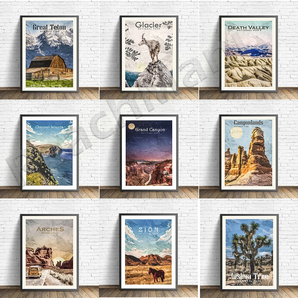 Joshua Tree, Arches, Zion, Yosemite, Badlands, Death Valley, Channel Islands, Grand Teton, Glacier, Acadia National Park poster
Joshua Tree, Arches, Zion, Yosemite, Badlands, Death Valley, Channel Islands, Grand Teton, Glacier, Acadia National Park poster
