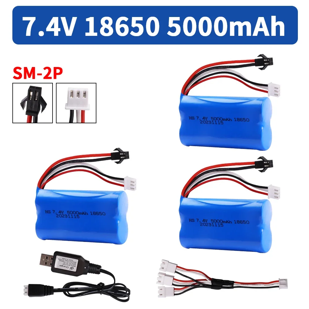 7.4V 5000mAh 18650 Battery Lipo Battery SM Plug for WPL MN99S D90 U12A S033g Q1 H101 H103 Rc Boats Cars Tanks Parts
7.4V 5000mAh 18650 Battery Lipo Battery SM Plug for WPL MN99S D90 U12A S033g Q1 H101 H103 Rc Boats Cars Tanks Parts