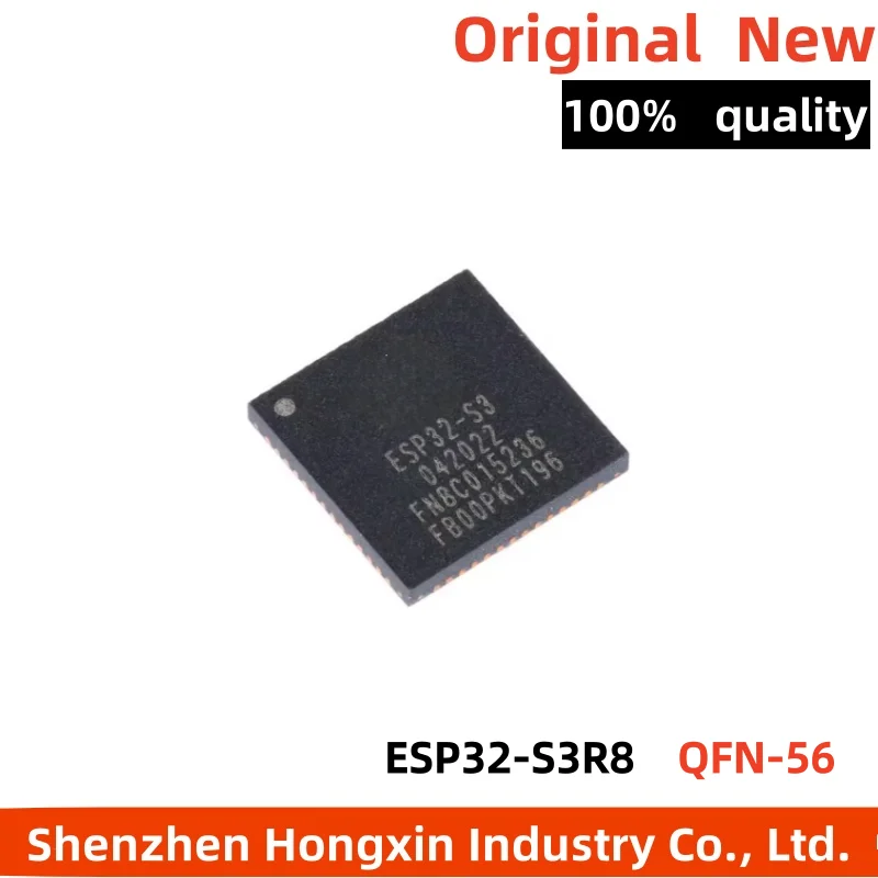 1 piece ESP32-S3R8 QFN-56 Wi Fi+Bluetooth 5.0 32-bit dual core MCU chip 3.3V
1 piece ESP32-S3R8 QFN-56 Wi Fi+Bluetooth 5.0 32-bit dual core MCU chip 3.3V