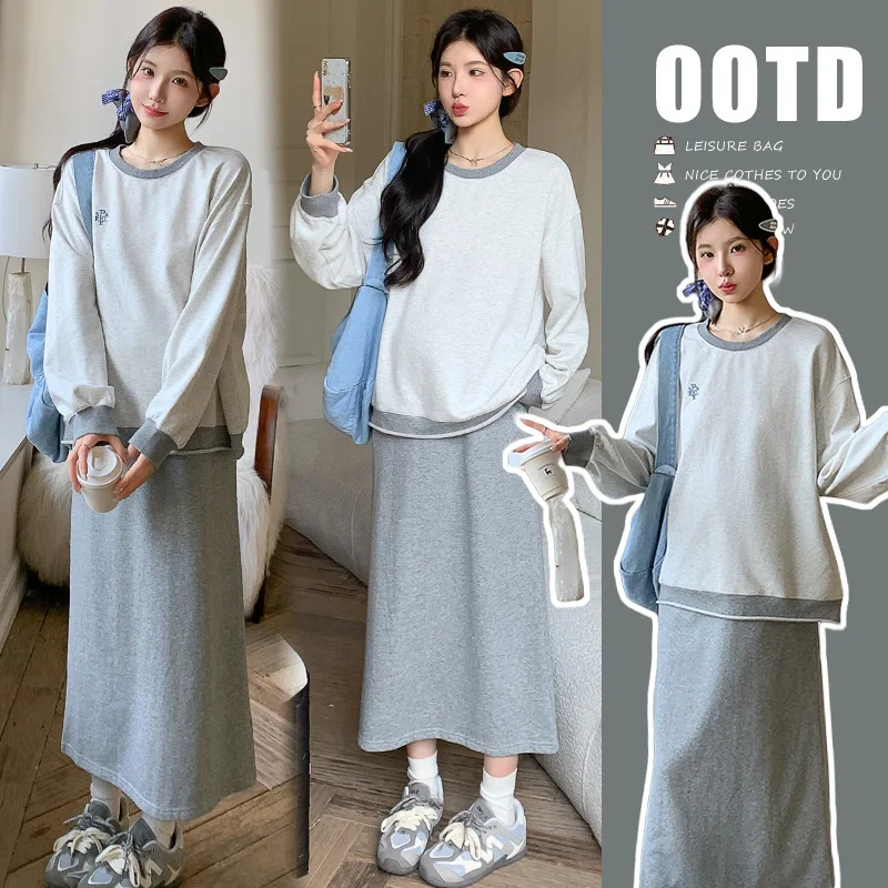 Maternity Outfit Autumn 2025 New Style Korean Version Casual Loose Crew Neck Long Sleeve Sweatshirt And Midi Skirt Two Piece Set
Maternity Outfit Autumn 2025 New Style Korean Version Casual Loose Crew Neck Long Sleeve Sweatshirt And Midi Skirt Two Piece Set