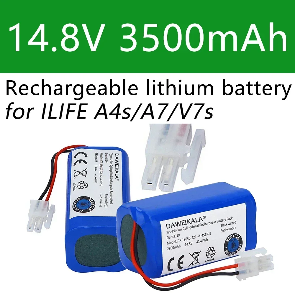 14.8V 3500mAh 14.4V Lithium Battery For ILIFE A4 A4s V7 A6 V7s Plus Robot Vacuum Cleaner ILife 4S1P real Capacity
14.8V 3500mAh 14.4V Lithium Battery For ILIFE A4 A4s V7 A6 V7s Plus Robot Vacuum Cleaner ILife 4S1P real Capacity
