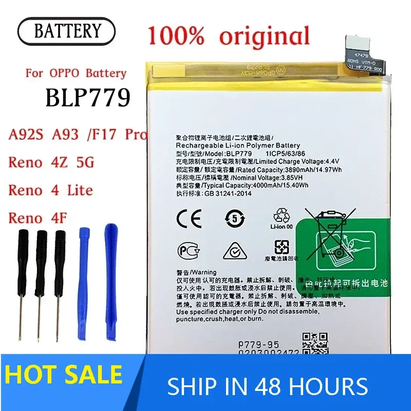 BLP779 Battery For OPPO Reno4 Lite/F17 Pro /A92s /A93 /RENO4F Original Capacity Replacement Repair Part Phone Batteries Bateria
BLP779 Battery For OPPO Reno4 Lite/F17 Pro /A92s /A93 /RENO4F Original Capacity Replacement Repair Part Phone Batteries Bateria