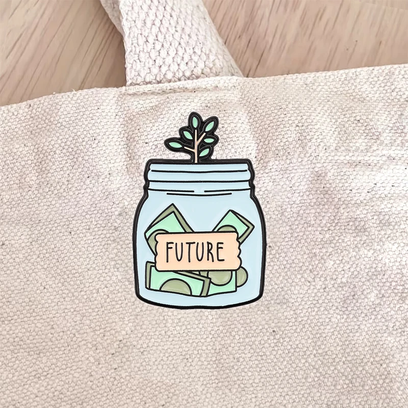 Future Savings Jar Enamel Pin Money Growth Brooch with Plant Sprout Motivational Accessories Encouraged Gift for Child
Future Savings Jar Enamel Pin Money Growth Brooch with Plant Sprout Motivational Accessories Encouraged Gift for Child