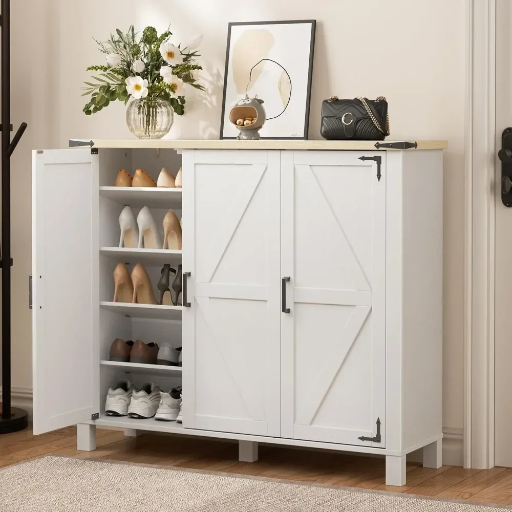 Shoe Storage Cabinet, Farmhouse Shoe Rack Organizer Cabinet with 4 Adjustable Shelves & Side Cabinets,Shoe Cabinet
Shoe Storage Cabinet, Farmhouse Shoe Rack Organizer Cabinet with 4 Adjustable Shelves & Side Cabinets,Shoe Cabinet