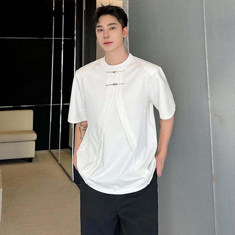 LUZHEN Metal Buckle Decoration Splicing Design Short Sleeved T Shirts Summer Personalized Trendy Korean Men's Street Tops LZ3502
LUZHEN Metal Buckle Decoration Splicing Design Short Sleeved T Shirts Summer Personalized Trendy Korean Men's Street Tops LZ3502
