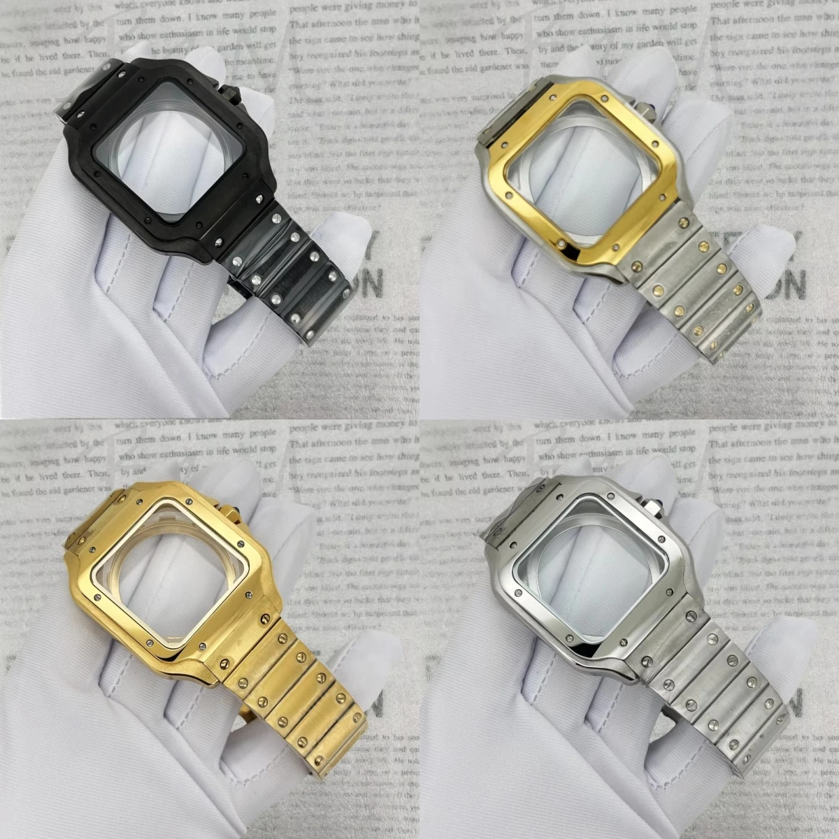 38mm Gold Black Square Watch Case Stainless Steel for NH35/70/36 Movements for Seike Santos Watch Accesories Modification Parts
38mm Gold Black Square Watch Case Stainless Steel for NH35/70/36 Movements for Seike Santos Watch Accesories Modification Parts