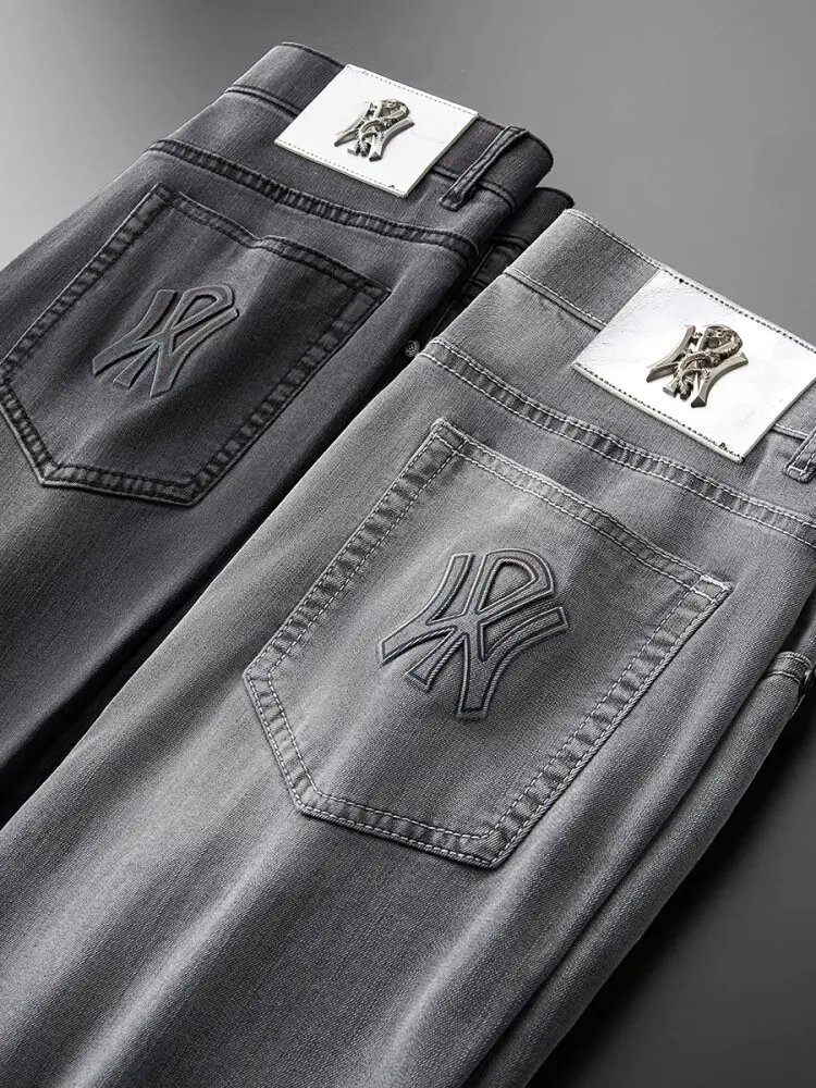 Summer high-end and fashionable stretch thin combed cotton Lyocell men's slim straight casual ash-gray jeans
Summer high-end and fashionable stretch thin combed cotton Lyocell men's slim straight casual ash-gray jeans