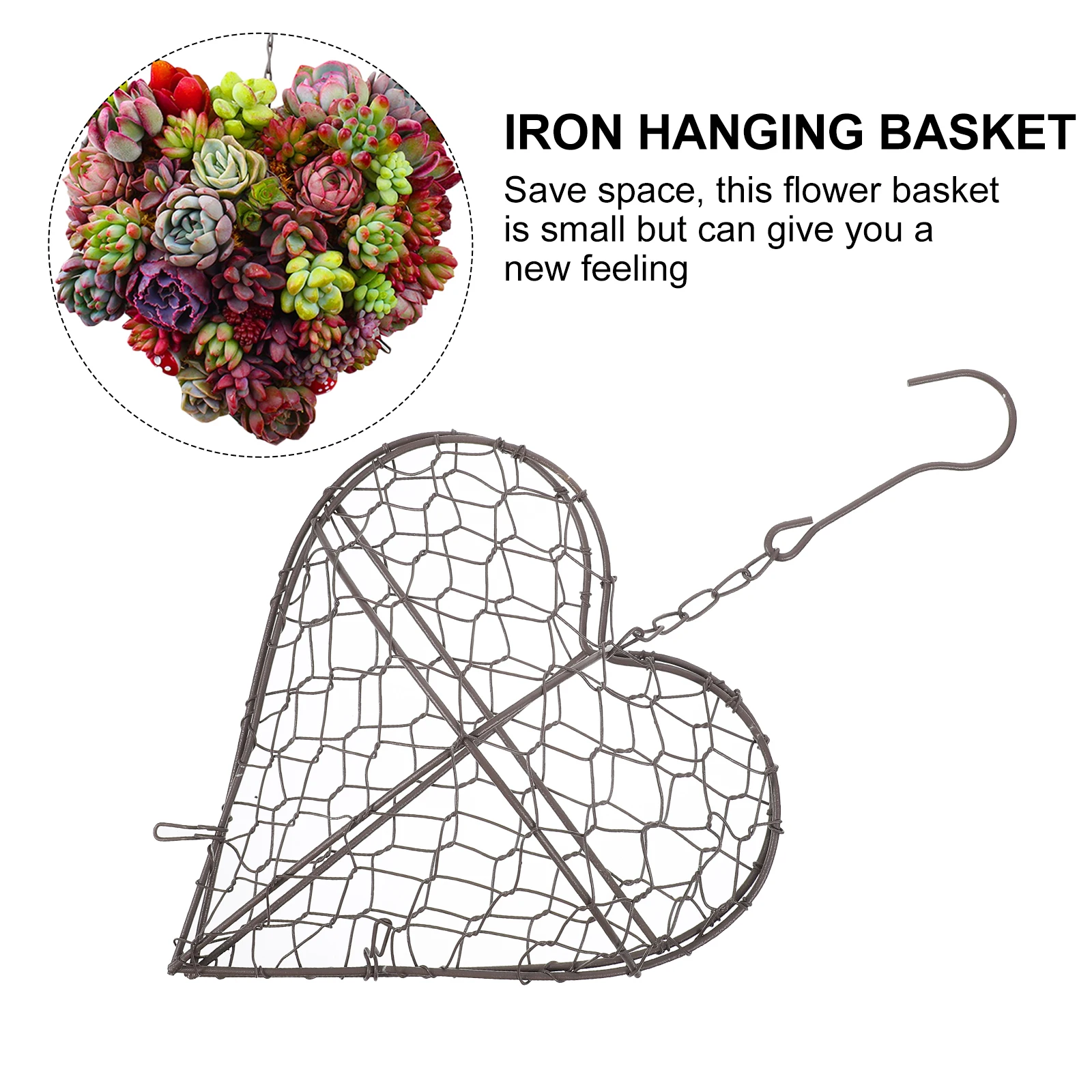 Decorative Hanging Basket Iron Frame Wall Planter Pot Heart Saving for Garden Home Office Plant Holder
Decorative Hanging Basket Iron Frame Wall Planter Pot Heart Saving for Garden Home Office Plant Holder