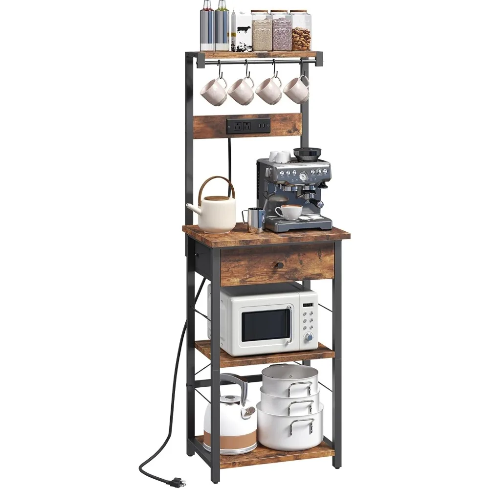 Multi-tiered Kitchen Storage Solutions: Drawer Baker's Rack, Microwave Stand with Outlet, Coffee Station with Hooks, and 4-Tier
Multi-tiered Kitchen Storage Solutions: Drawer Baker's Rack, Microwave Stand with Outlet, Coffee Station with Hooks, and 4-Tier