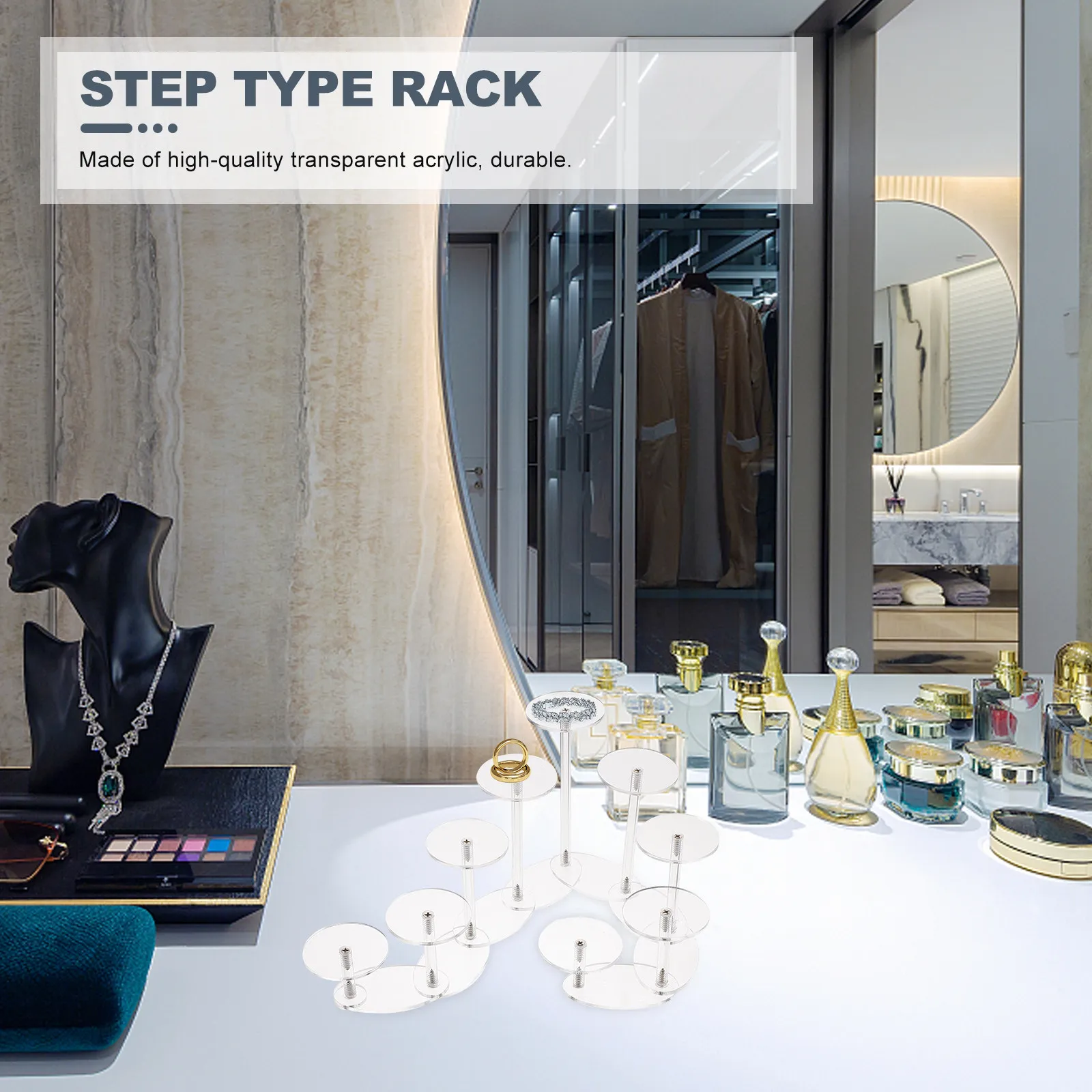 1Pcs Deformable Acrylic Display Rack 9 Layers Step Type Jewelry Organizer Holder for Necklace Ring Bracelet Storage
1Pcs Deformable Acrylic Display Rack 9 Layers Step Type Jewelry Organizer Holder for Necklace Ring Bracelet Storage
