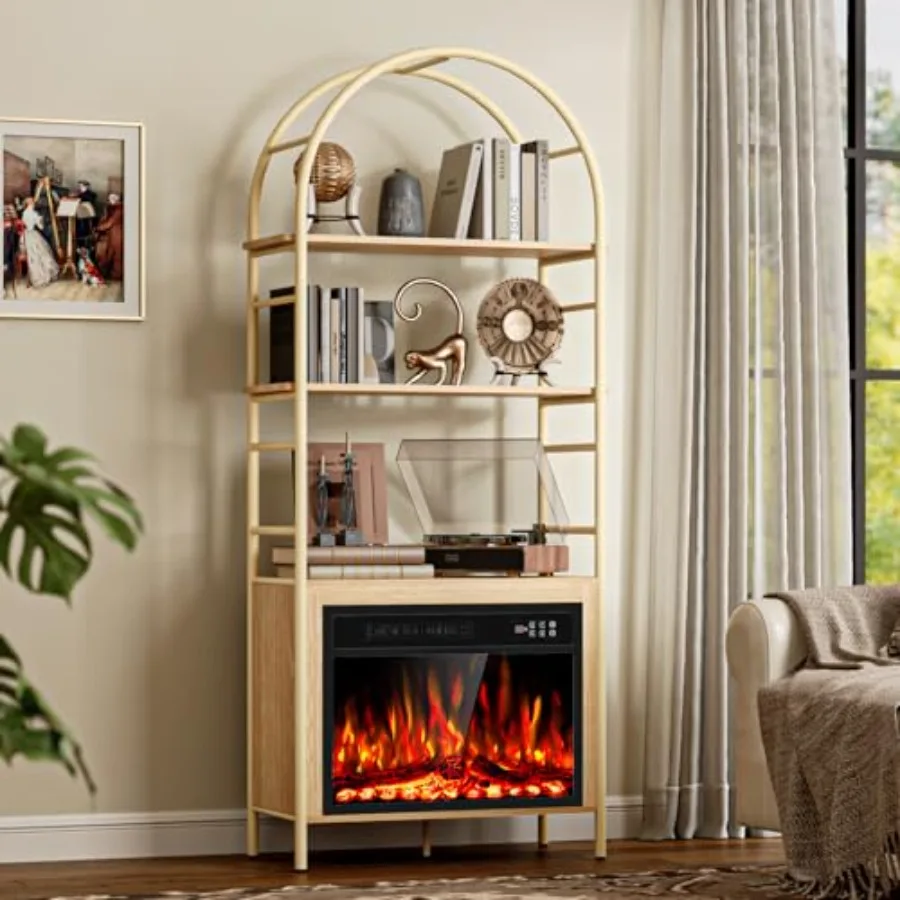 23 Inch Electric Fireplace with Bookshelf 72 Tall Arched Bookcase w Remote Control Timer Realistic Flame Modern Storage Accent
23 Inch Electric Fireplace with Bookshelf 72 Tall Arched Bookcase w Remote Control Timer Realistic Flame Modern Storage Accent