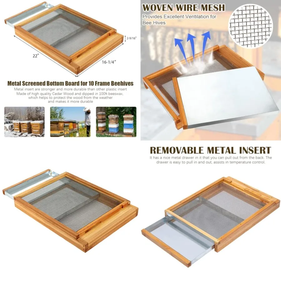 Honey Lake Langstroth Bee Hive Metal Screened Bottom Board Dipped in 100% Beeswax with Entrance Reducer, Screen Bottom Board fo
Honey Lake Langstroth Bee Hive Metal Screened Bottom Board Dipped in 100% Beeswax with Entrance Reducer, Screen Bottom Board fo