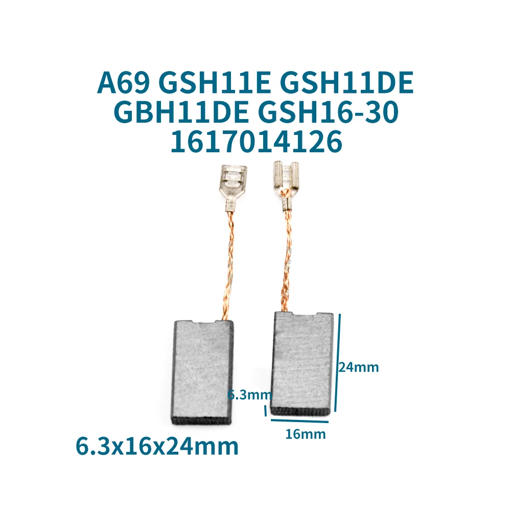 A69 Carbon brush for BOSCH GSH11E GSH11DE GBH11DE GSH16-30 1617014126 Carbon brushes Electric picks Accessories Replacement
A69 Carbon brush for BOSCH GSH11E GSH11DE GBH11DE GSH16-30 1617014126 Carbon brushes Electric picks Accessories Replacement