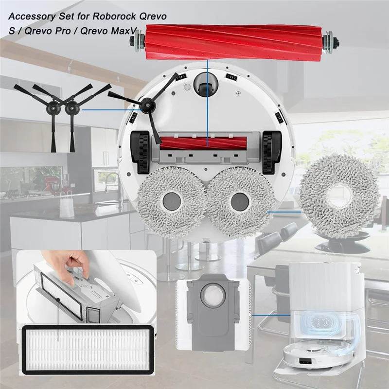 EYFL-Replacement Parts For Q Revo S, Qevo Pro, Qrevo Maxv Robot Vacuum, Accessories Kit Brush Filter Mop Bags
EYFL-Replacement Parts For Q Revo S, Qevo Pro, Qrevo Maxv Robot Vacuum, Accessories Kit Brush Filter Mop Bags