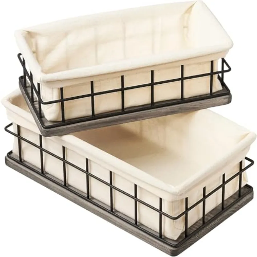 Set of 2 Metal and Wooden Basket with Liners Bathroom Basket Organizer and Kitchen Storage Decor Toilet Paper Baskets for Back
Set of 2 Metal and Wooden Basket with Liners Bathroom Basket Organizer and Kitchen Storage Decor Toilet Paper Baskets for Back