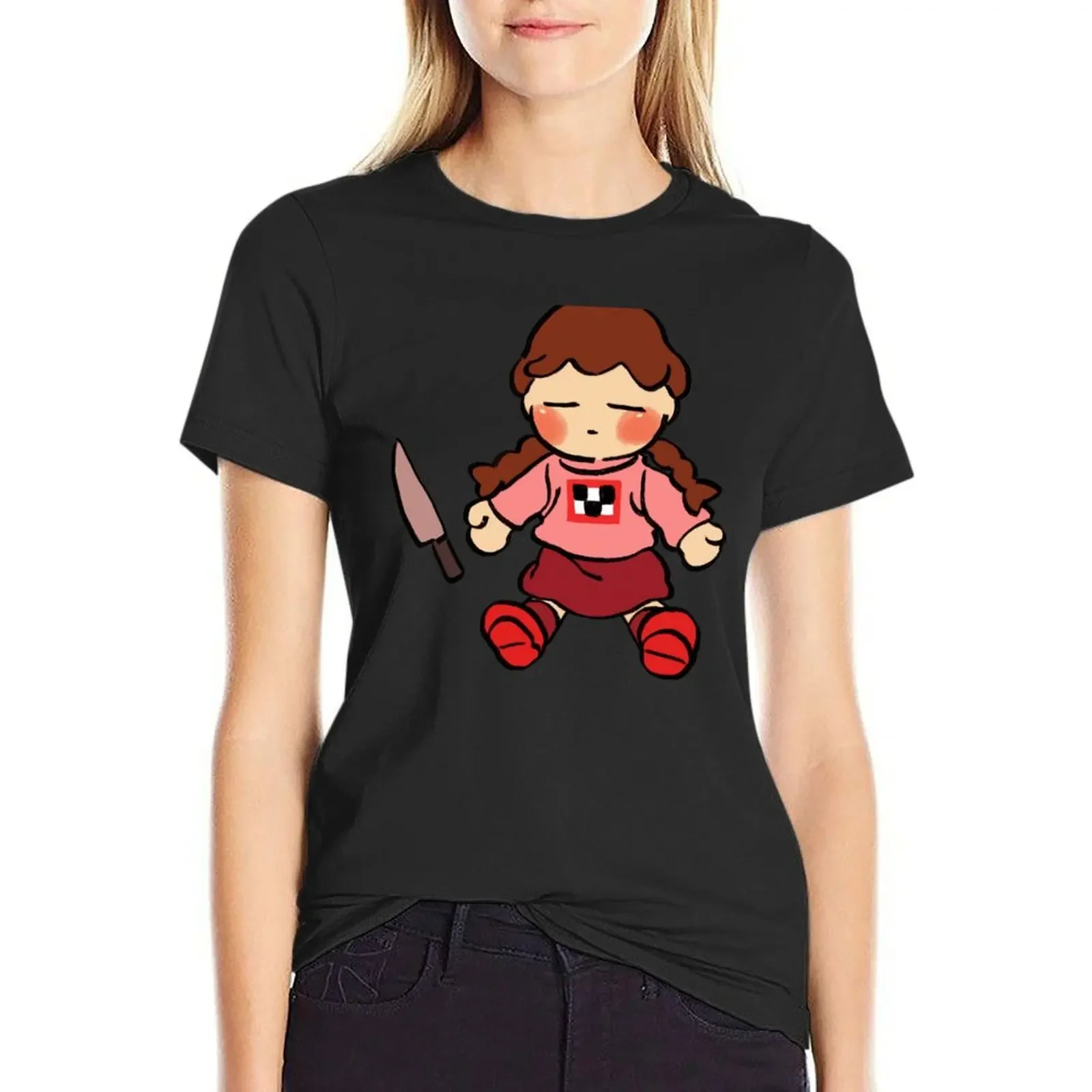 I draw madotsuki plush with knife normal colors ver. / yume nikki T-Shirt kawaii clothes quick drying summer top T-shirt Women 
I draw madotsuki plush with knife normal colors ver. / yume nikki T-Shirt kawaii clothes quick drying summer top T-shirt Women