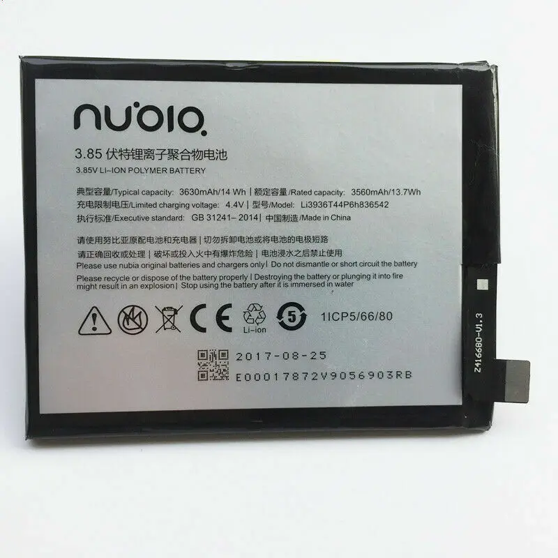 Новый аккумулятор Li3936T44P6h836542 3630 мАч для Nubia M2/TD-LTE NX551J
Новый аккумулятор Li3936T44P6h836542 3630 мАч для Nubia M2/TD-LTE NX551J