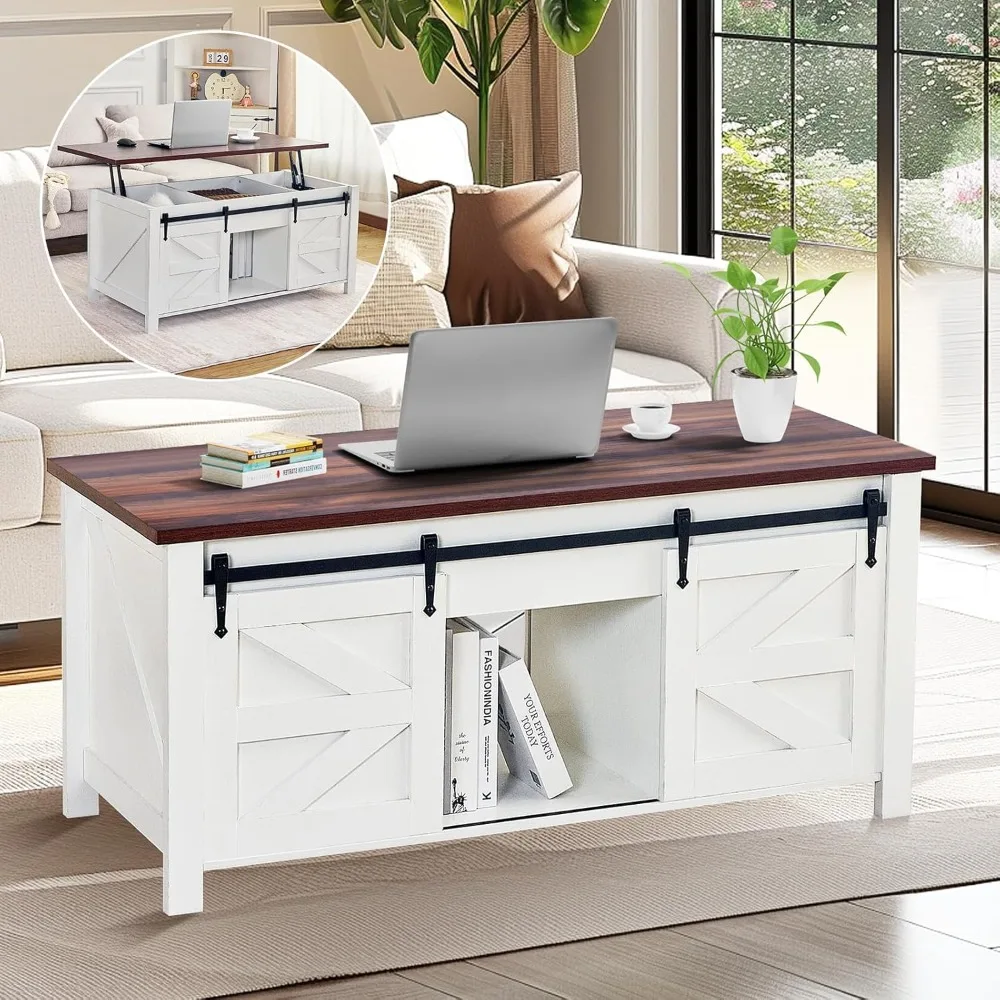 Lift Top Coffee Table,Coffee Table with Storage,47" White Coffee Table with Lifting Top, Lifting Tabletop with Sliding Barn Door
Lift Top Coffee Table,Coffee Table with Storage,47" White Coffee Table with Lifting Top, Lifting Tabletop with Sliding Barn Door