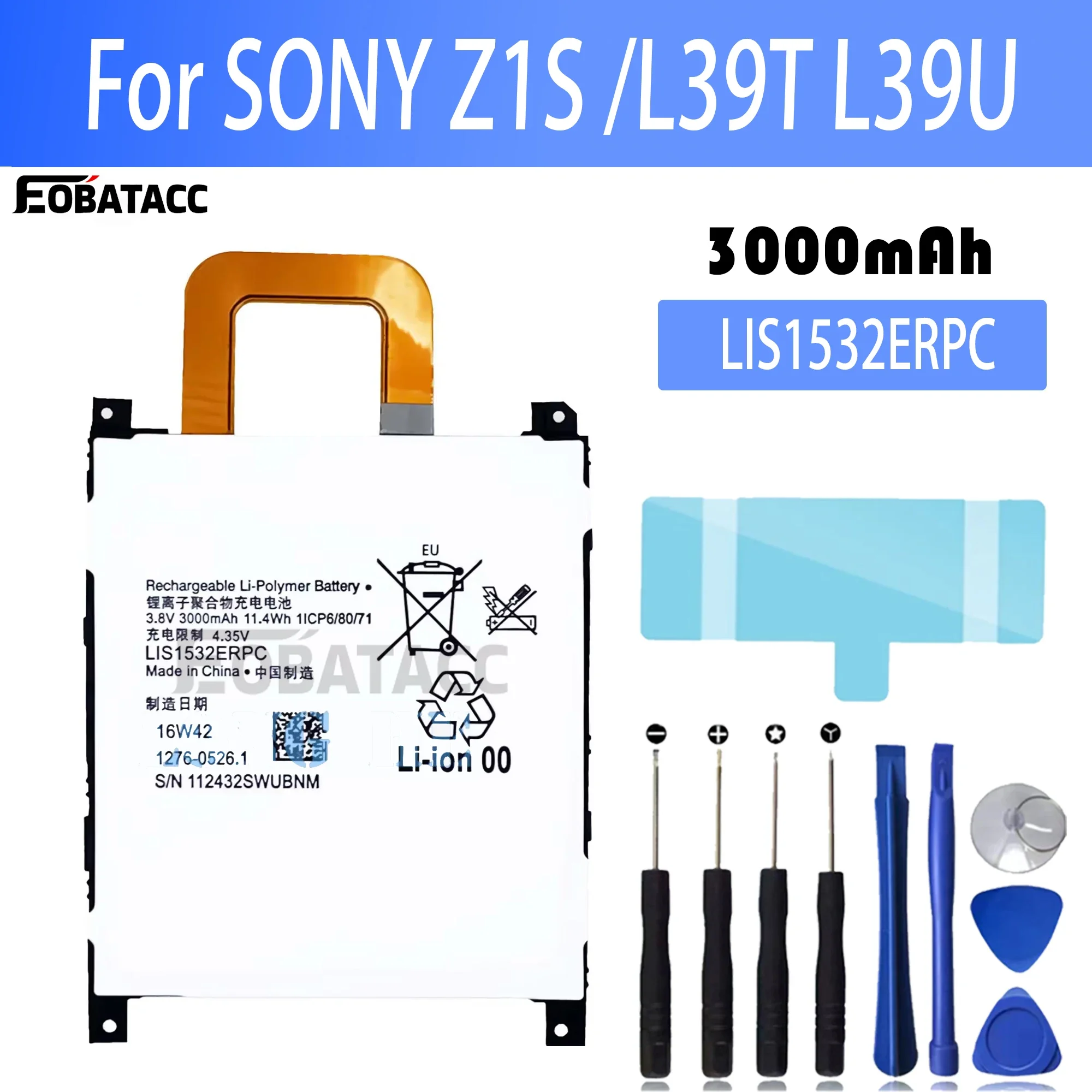 100% New Original Battery LIS1532ERPC For Sony Z1S /L39T L39U Battery + Free Tools
100% New Original Battery LIS1532ERPC For Sony Z1S /L39T L39U Battery + Free Tools