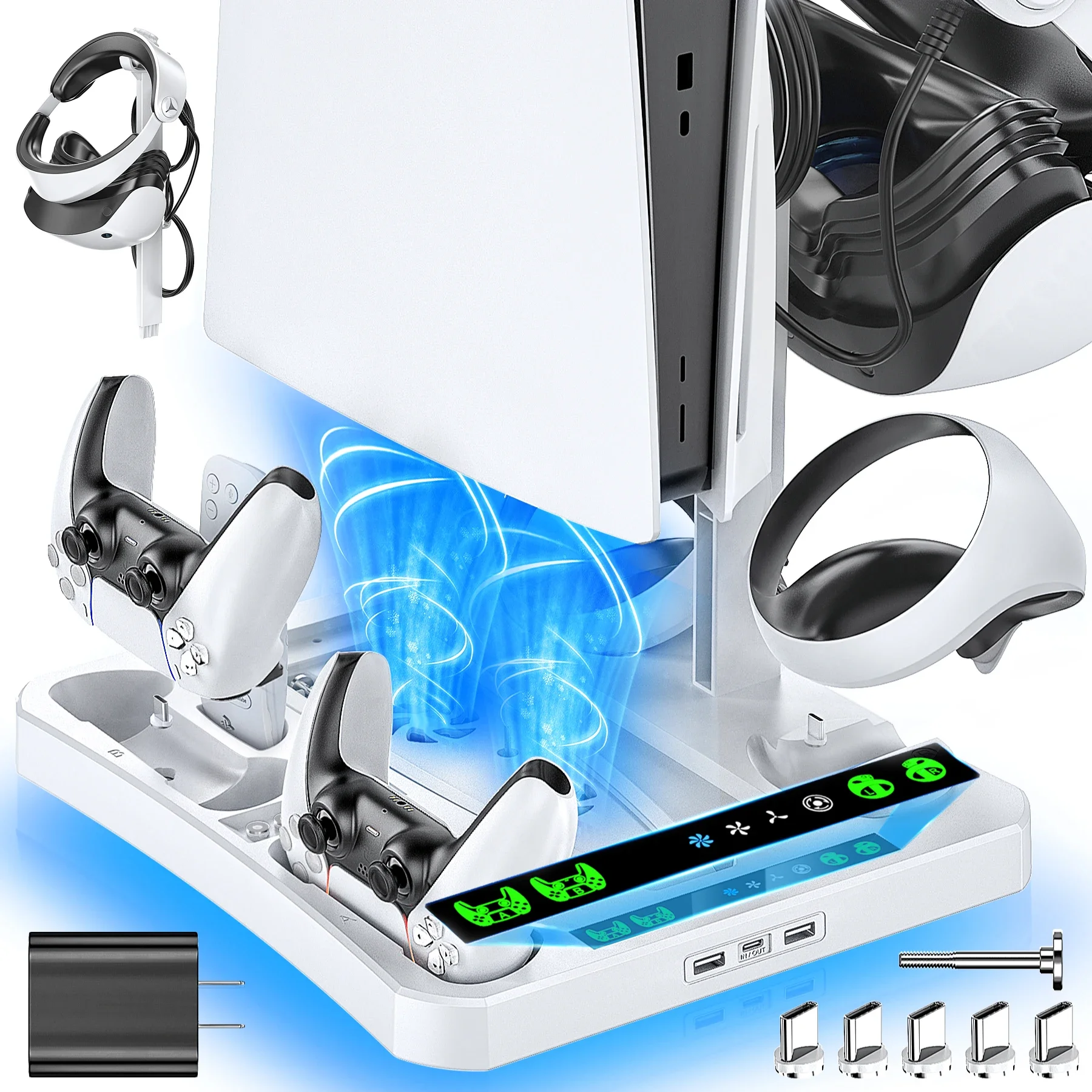 for PS5 & PS VR2 Charging Station with AC Adapter and 3-Level Cooling Fan for PS5 & PSVR 2 Controller Charger Dock Station
for PS5 & PS VR2 Charging Station with AC Adapter and 3-Level Cooling Fan for PS5 & PSVR 2 Controller Charger Dock Station