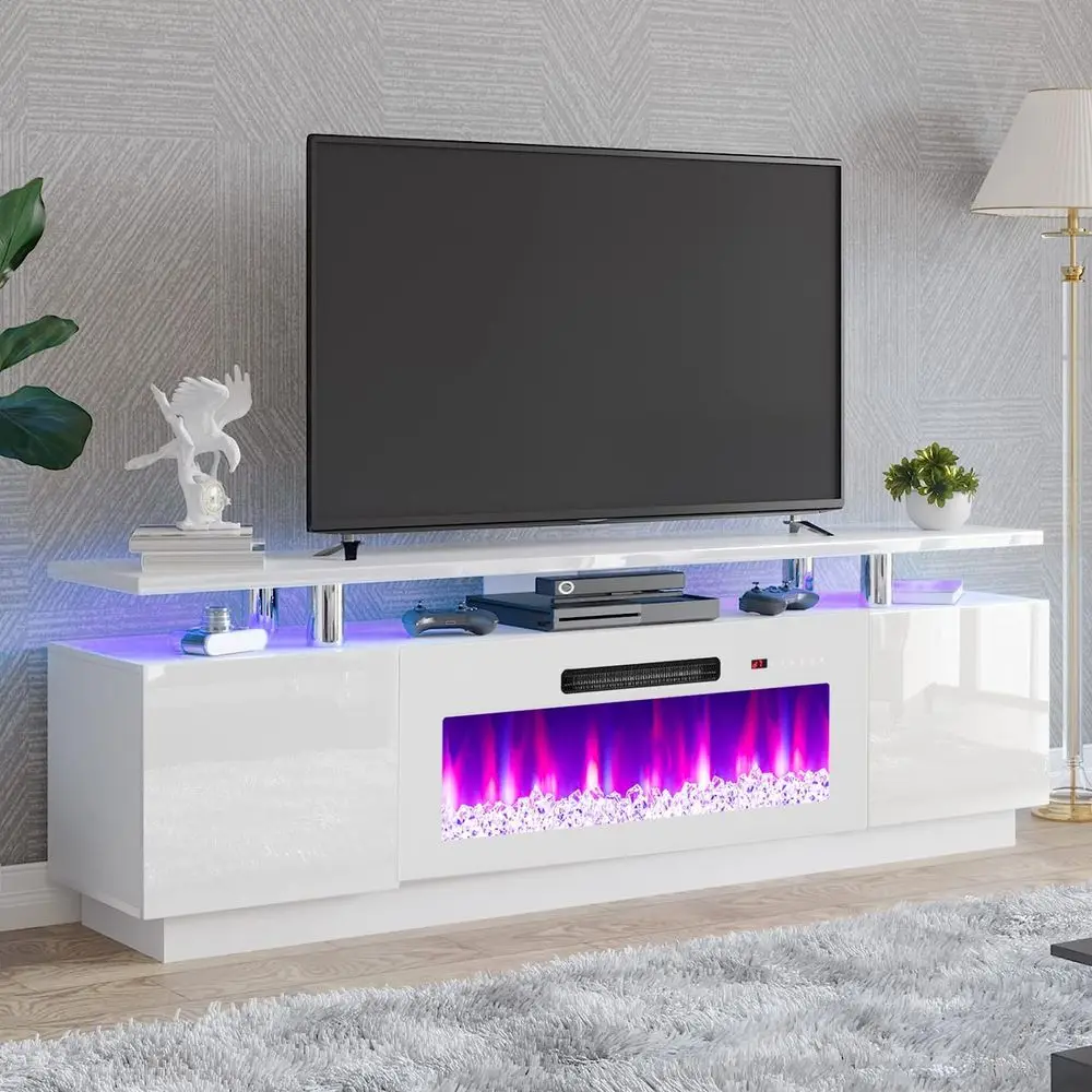 36 TV Stand, 70 Entertainment Center with LED Lights, 2-Tier Cabinet for TVs up to 80, White
36 TV Stand, 70 Entertainment Center with LED Lights, 2-Tier Cabinet for TVs up to 80, White