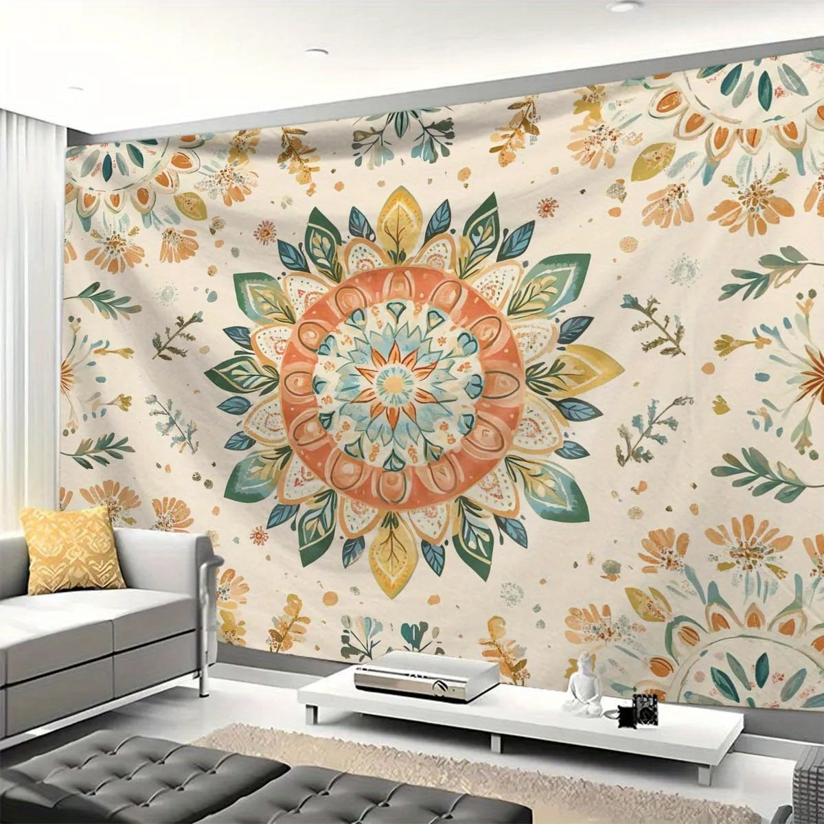 1 Bohemian Mandala Wall Tapestry - Vibrant floral print design in orange, blue, green and yellow, polyester fabric for bedroom
1 Bohemian Mandala Wall Tapestry - Vibrant floral print design in orange, blue, green and yellow, polyester fabric for bedroom