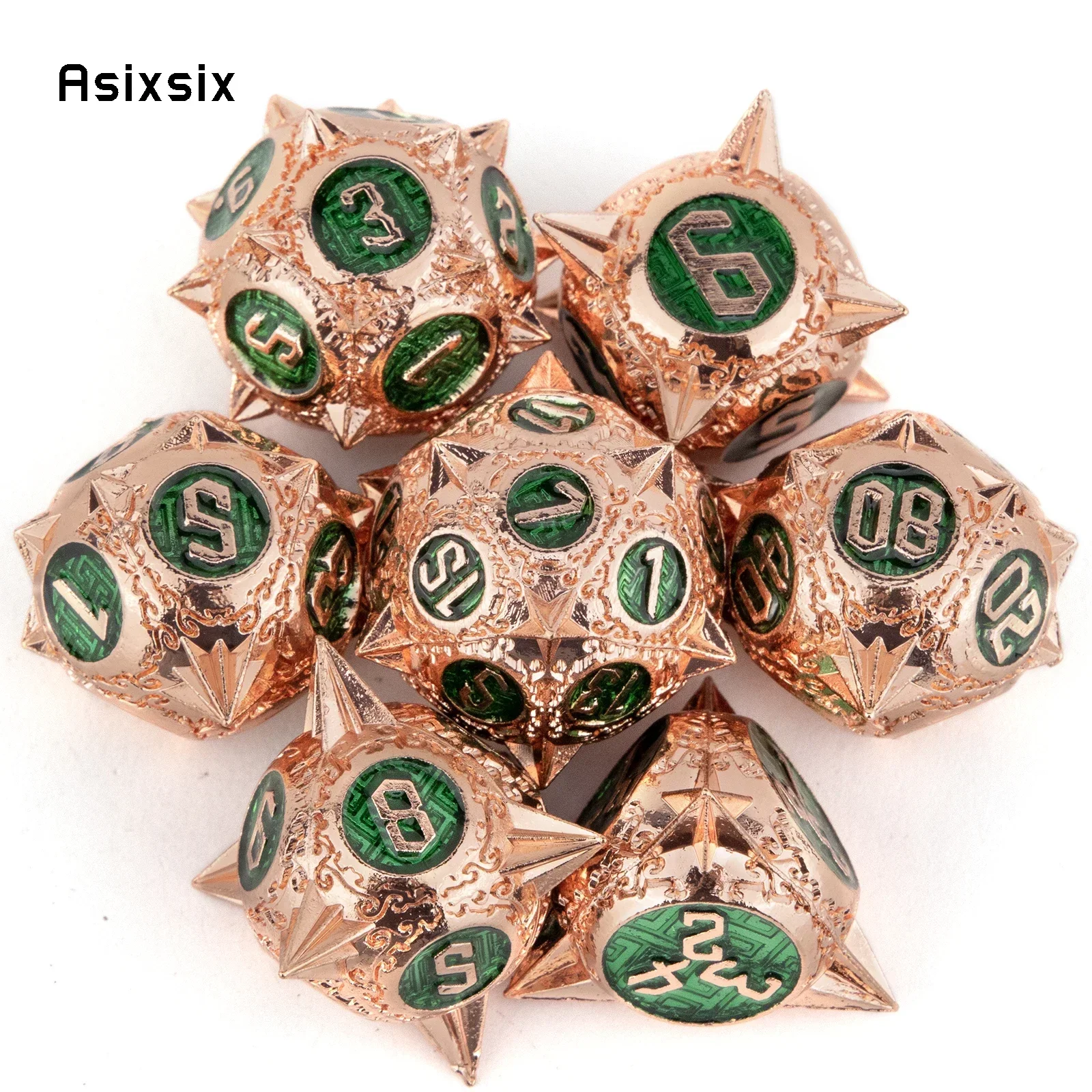 7 Pcs Copper Green Meteor Hammer Metal Dice Solid Metal Polyhedral Dice Set Suitable For Role-Playing Dice PropBoard Game Gift
7 Pcs Copper Green Meteor Hammer Metal Dice Solid Metal Polyhedral Dice Set Suitable For Role-Playing Dice PropBoard Game Gift