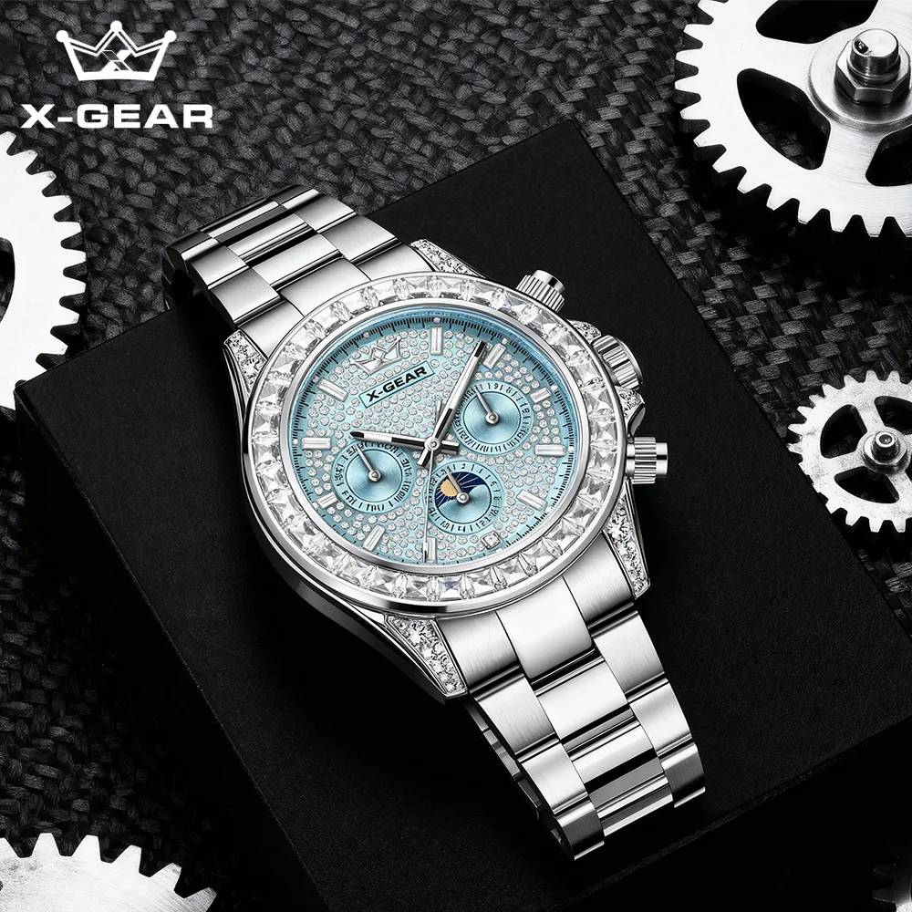 X-GEAR Men's Ice Blue Di Series Mechanical Watch New Fashion Diamond-studded Waterproof Model Wristwatch
X-GEAR Men's Ice Blue Di Series Mechanical Watch New Fashion Diamond-studded Waterproof Model Wristwatch