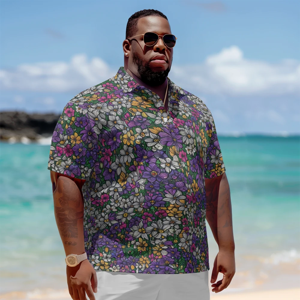 Plus Size Men's Summer Short Sleeve Lapel Color printed short-sleeved shirt with flowers Daily Casual Button Polo Shirt
Plus Size Men's Summer Short Sleeve Lapel Color printed short-sleeved shirt with flowers Daily Casual Button Polo Shirt