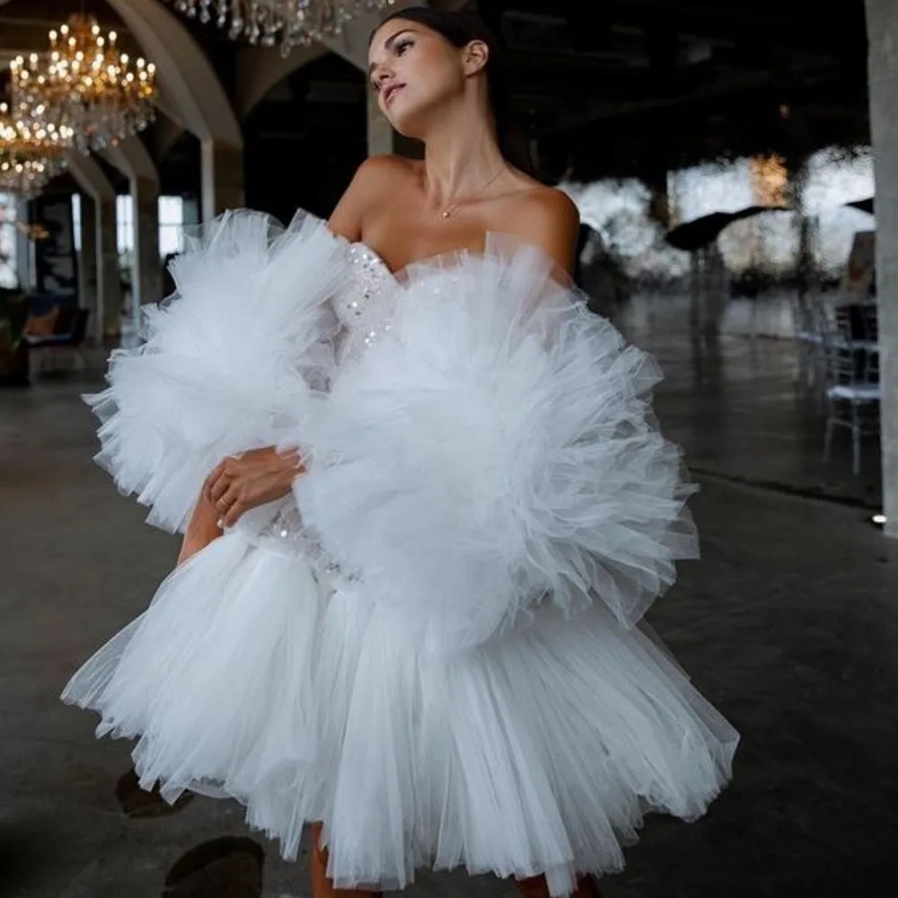 White Tulle Mini Maxi Dresses For Women To Engagement Party Shiny Lace Bridal Dresses Independent Sleeves Vestidos Cortos
White Tulle Mini Maxi Dresses For Women To Engagement Party Shiny Lace Bridal Dresses Independent Sleeves Vestidos Cortos