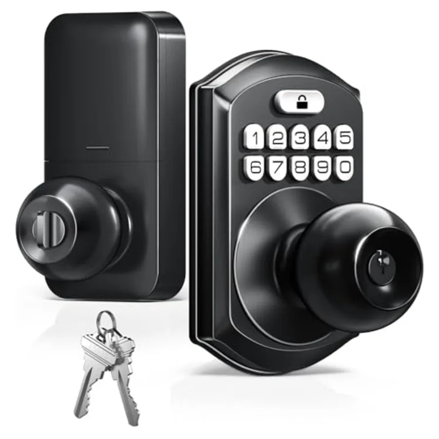 TE003 Keyless Entry Keypad Door Lock with Handle, Electronic Digital Smart Locks for Front Door, Smart Door Knob with Code for
TE003 Keyless Entry Keypad Door Lock with Handle, Electronic Digital Smart Locks for Front Door, Smart Door Knob with Code for