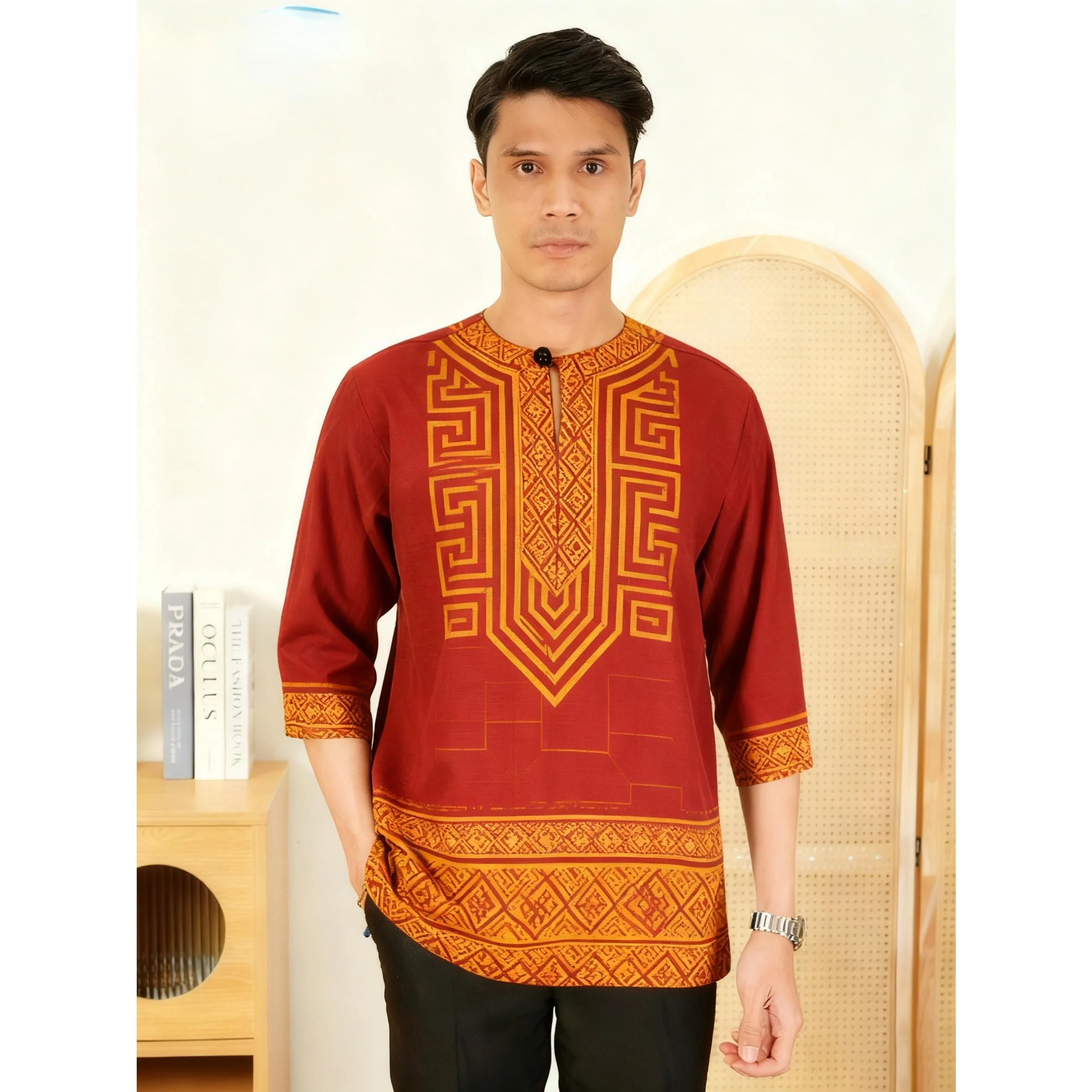 2026 Традиционная одежда в азиатском и южноазиатском стиле с воротником-стойкой, мужская футболка с короткими рукавами, Ближневосточный национальный стиль
2026 Традиционная одежда в азиатском и южноазиатском стиле с воротником-стойкой, мужская футболка с короткими рукавами, Ближневосточный национальный стиль