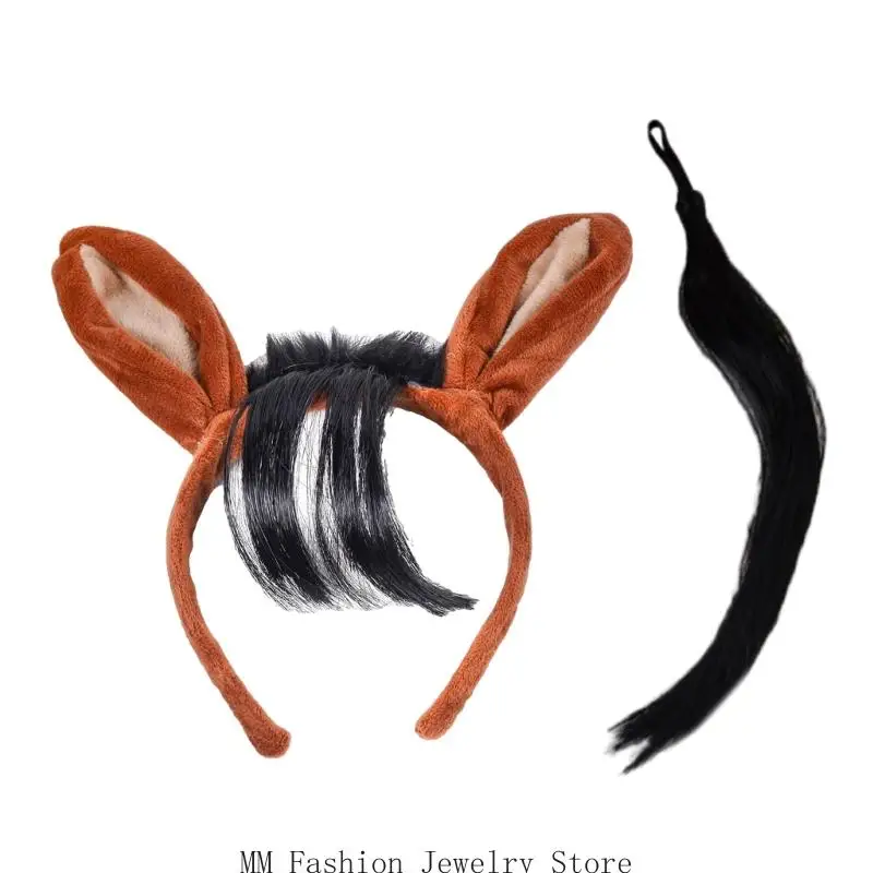 Horse Costume Set Horse Tail Horse Ear Headband Halloween Horse Cosplay Accessory for Kid Addult Masquerade Christmas
Horse Costume Set Horse Tail Horse Ear Headband Halloween Horse Cosplay Accessory for Kid Addult Masquerade Christmas