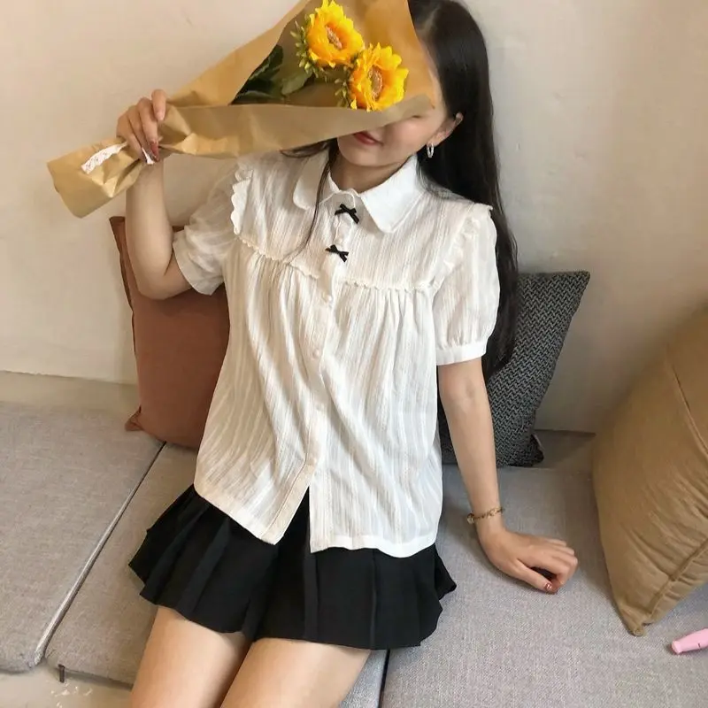 Gagarich White Shirt Women 2025 Summer New Design Sense Niche College Style Cute Shirt French Sweet Bow Top Trend
Gagarich White Shirt Women 2025 Summer New Design Sense Niche College Style Cute Shirt French Sweet Bow Top Trend