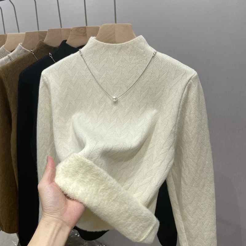 Women's Clothing Knitted Sweater Women Pullover Autumn Winter One-piece velvet Long Sleeve Top Female Jumper Bottom Shirt
Women's Clothing Knitted Sweater Women Pullover Autumn Winter One-piece velvet Long Sleeve Top Female Jumper Bottom Shirt