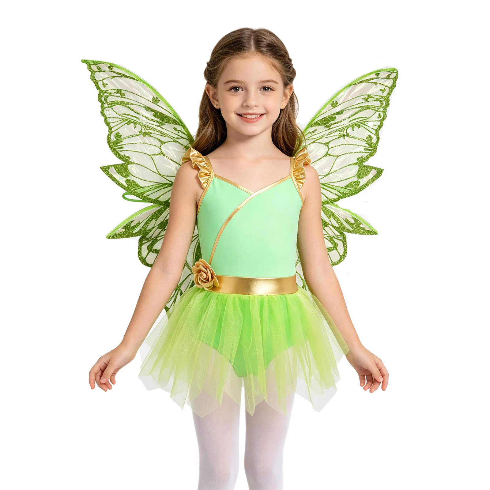 Girls Fairy Costume 2Pcs Set, Butterfly Mesh Leotard with Wings, Ruffle Flying Sleeve Design for Party Stage Dress Up
Girls Fairy Costume 2Pcs Set, Butterfly Mesh Leotard with Wings, Ruffle Flying Sleeve Design for Party Stage Dress Up