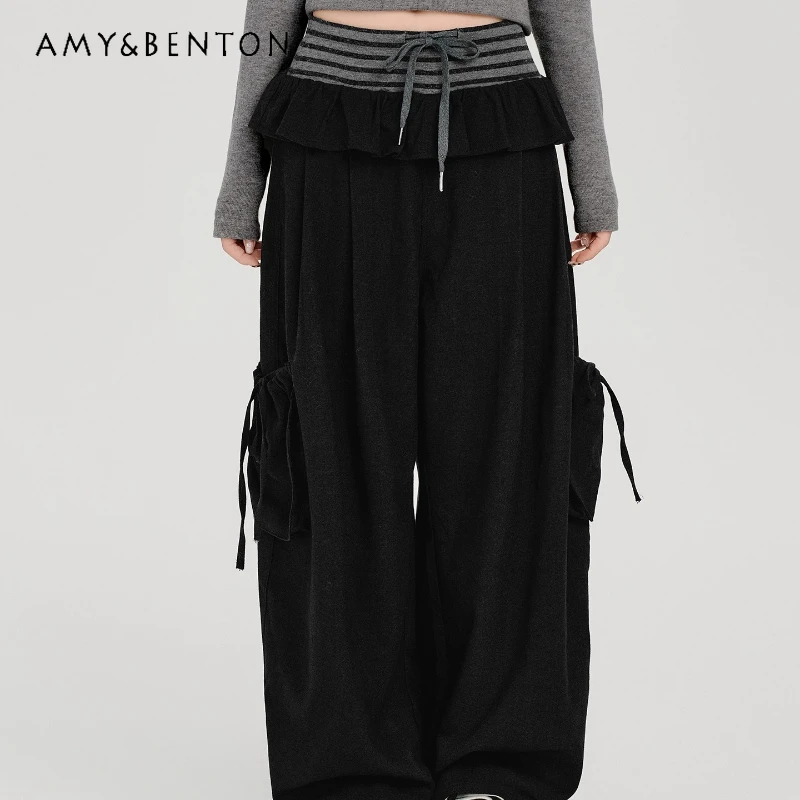American Retro Striped Splicing Straight-Leg Women's Casual Pants 2025 Autumn Winter New Loose Wide-Leg Long Trousers Ladies
American Retro Striped Splicing Straight-Leg Women's Casual Pants 2025 Autumn Winter New Loose Wide-Leg Long Trousers Ladies