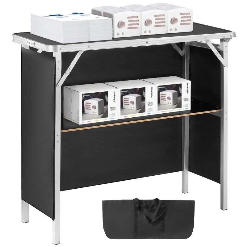 Folding Portable Bar Table Tradeshow Podium Table for Party Picnic Exhibition Include Carrying Case Storage Shelf Skirt
Folding Portable Bar Table Tradeshow Podium Table for Party Picnic Exhibition Include Carrying Case Storage Shelf Skirt