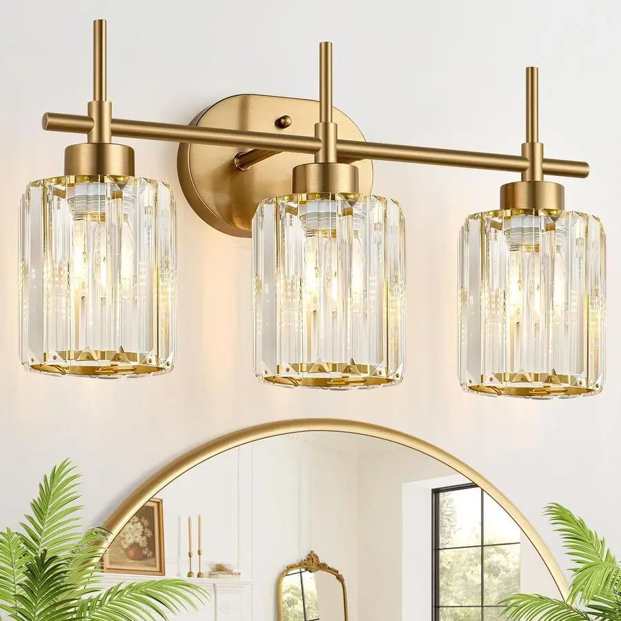 Crystal Bathroom Vanity Light, 3Light Brushed Gold Bathroom Light Fixtures with Clear Shades, Vanity Lighting Fixtures Over Mirr
Crystal Bathroom Vanity Light, 3Light Brushed Gold Bathroom Light Fixtures with Clear Shades, Vanity Lighting Fixtures Over Mirr