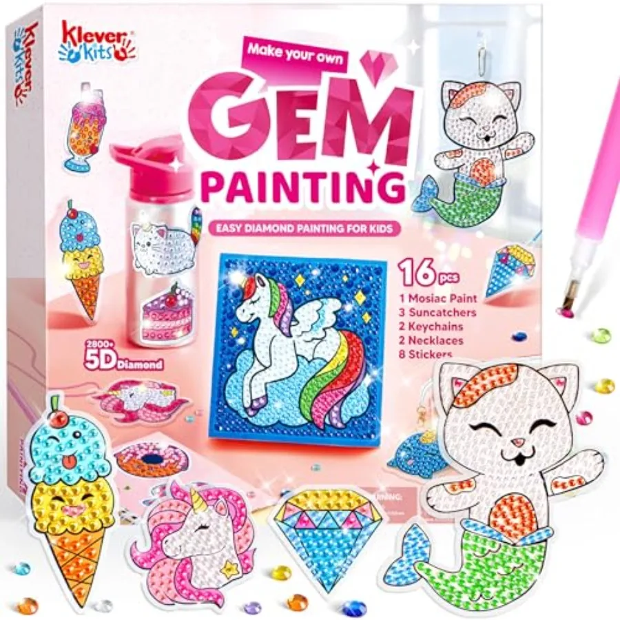 16 Projects Gem Painting, Diamond Art Kit for with 5D Diamond, Arts and Crafts for Girls Ages 6-12, Gem Craft Activities Kits,
16 Projects Gem Painting, Diamond Art Kit for with 5D Diamond, Arts and Crafts for Girls Ages 6-12, Gem Craft Activities Kits,