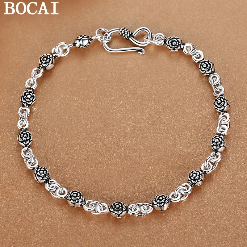 BOCAI NEW S925 Sterling Silver Simple And Fashionable Rose Bracelet
BOCAI NEW S925 Sterling Silver Simple And Fashionable Rose Bracelet