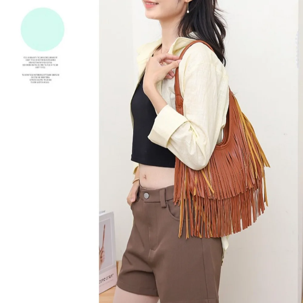 New PU Leather Long Tassels Handbag Cross Body Design Hobo Style Hobo Bag Shoulder Bag Outdoor Activities
New PU Leather Long Tassels Handbag Cross Body Design Hobo Style Hobo Bag Shoulder Bag Outdoor Activities