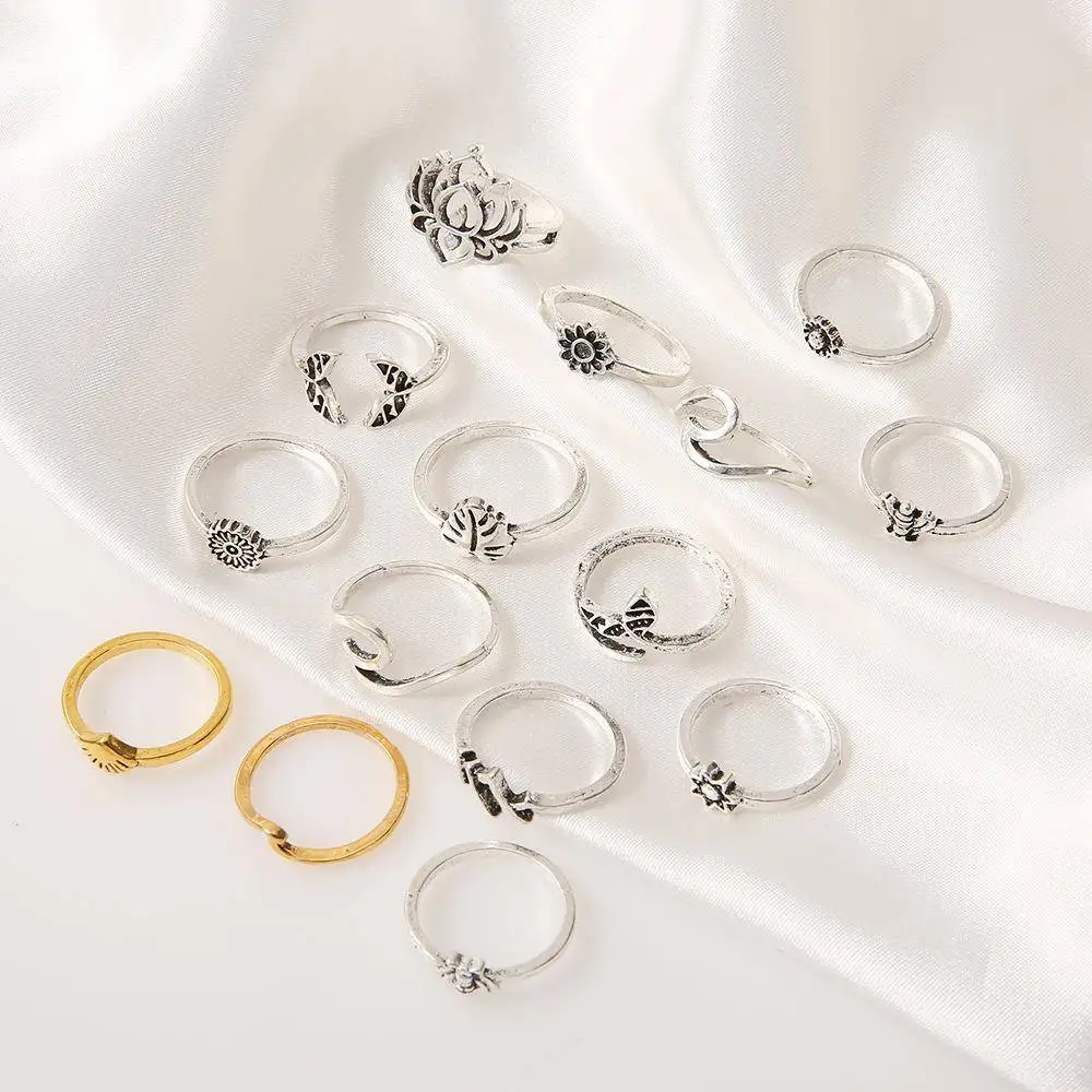 Набор из 15 колец: ажурные, в форме лотоса, волны, пчелы, кита, геометрические, золотые и серебряные, двухцветные, экстравагантные, с индивидуальным дизайном
Набор из 15 колец: ажурные, в форме лотоса, волны, пчелы, кита, геометрические, золотые и серебряные, двухцветные, экстравагантные, с индивидуальным дизайном