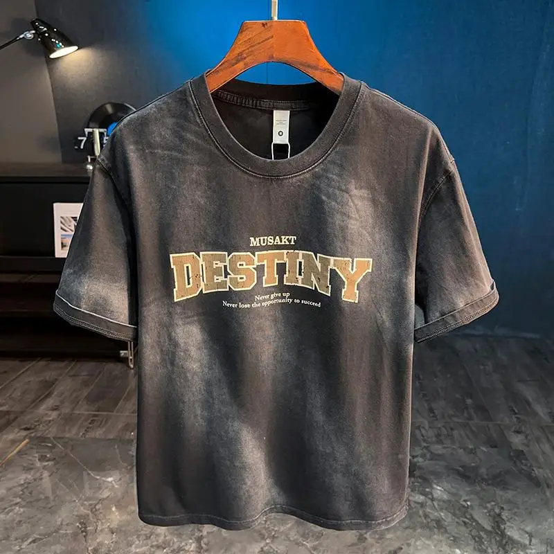 Summer wear short sleeved T-shirt men's trendy loose American retro washed vintage casual top
Summer wear short sleeved T-shirt men's trendy loose American retro washed vintage casual top