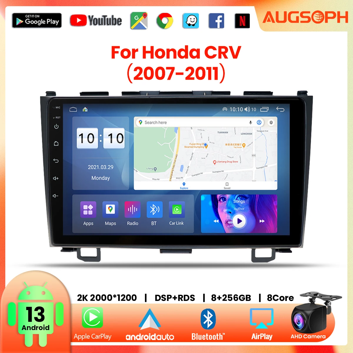 Android 13 Car Radio For Honda CRV 2007-2011, 9inch Multimedia Player With 4G WiFi Car Carplay & 2Din GPS Navigation.
Android 13 Car Radio For Honda CRV 2007-2011, 9inch Multimedia Player With 4G WiFi Car Carplay & 2Din GPS Navigation.