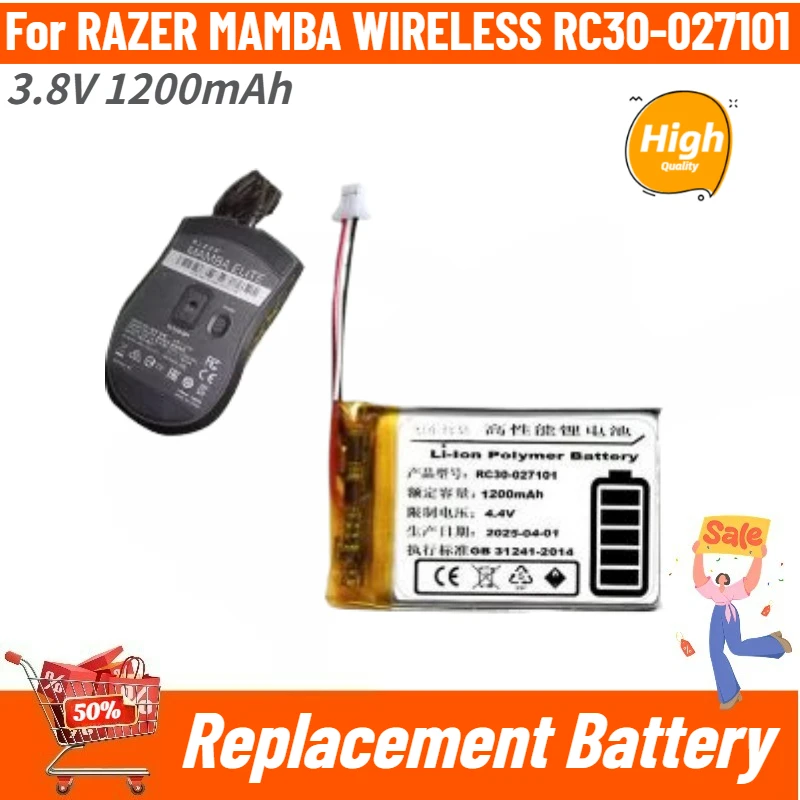 High Quality Battery 3.8V 1200mAh for RAZER MAMBA WIRELESS RC30-027101 Brand New Replacement Battery
High Quality Battery 3.8V 1200mAh for RAZER MAMBA WIRELESS RC30-027101 Brand New Replacement Battery